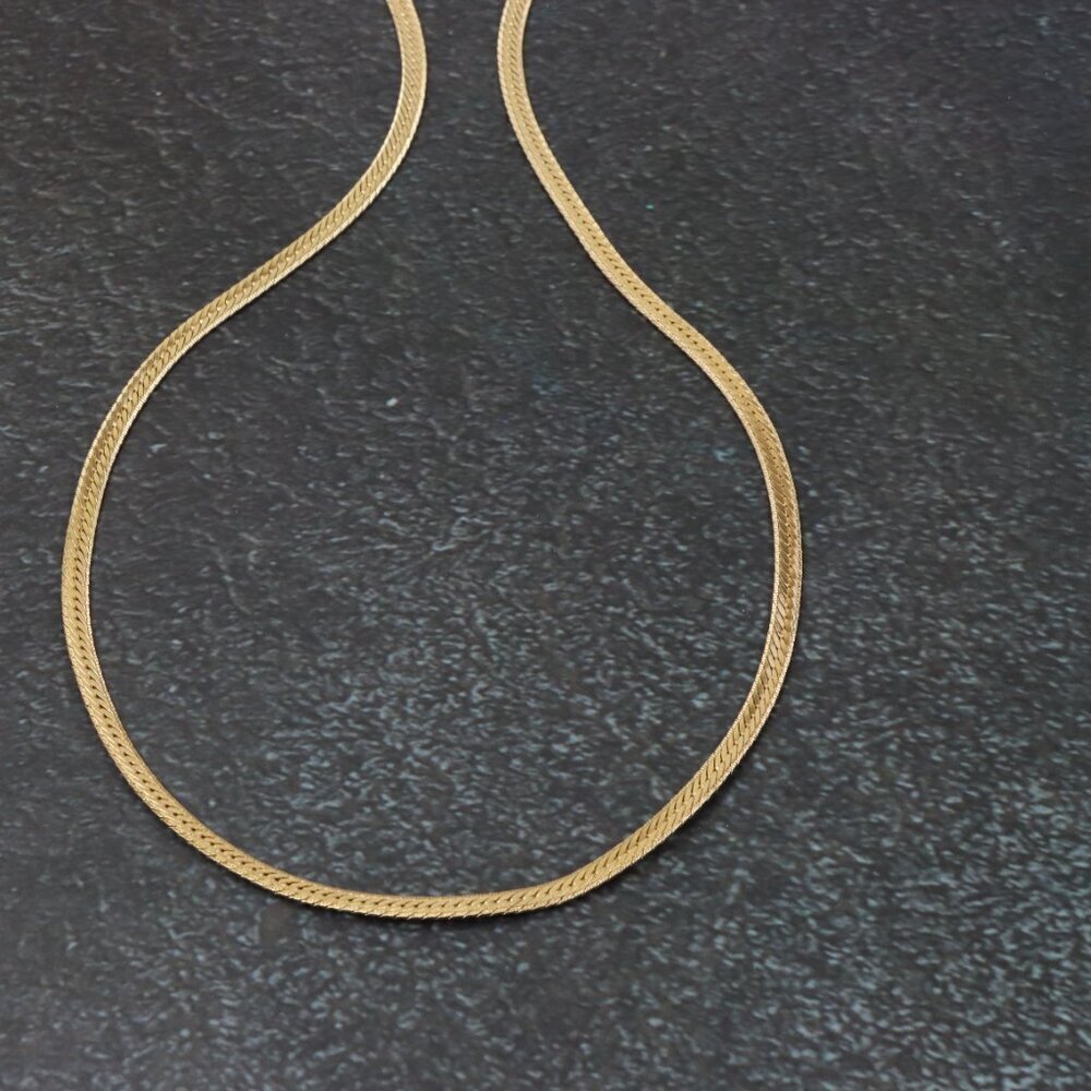 Elegant Rose Gold Flat Herringbone Chain Necklace, XPNL0259 - Picture 8 of 12